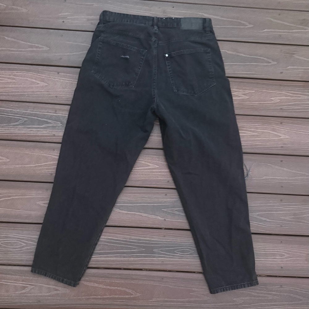Ultra Hight Waist Distressed Black Women Loose Mom ankle Jeans size 10 - Picture 6 of 7